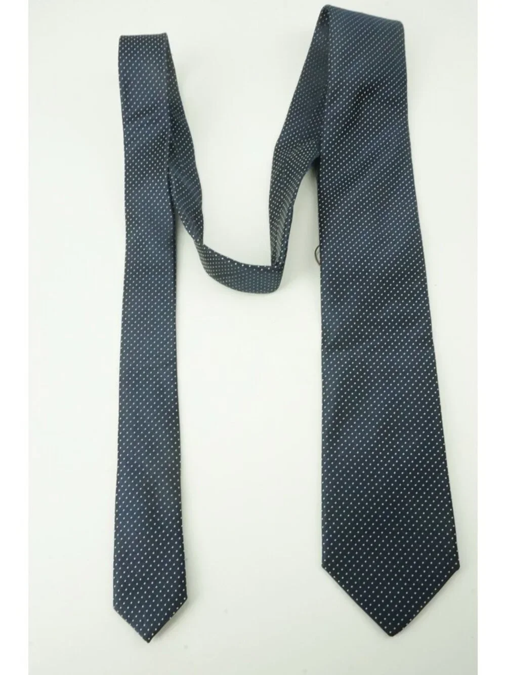 Canali Navy Blue Ivory White Pin Micro Dot 100% Silk Tie Brand New With Tags